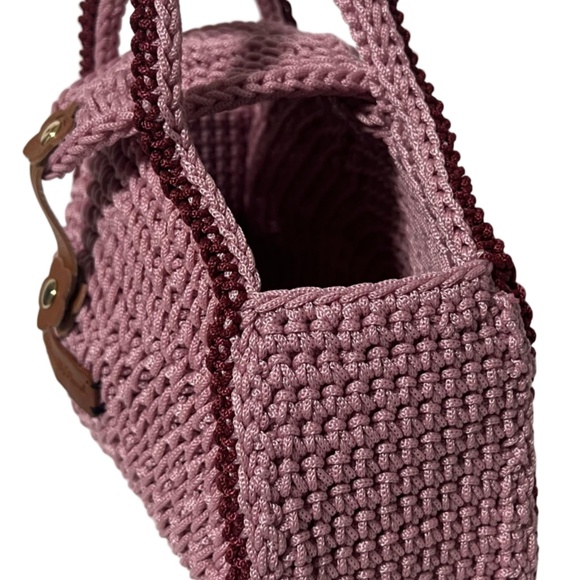 Handmade Pink Half Moon Clutch Handbag - Picture 4 of 5